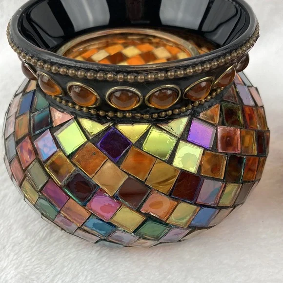 Partylite Mosaic Glass Candle Holders - Brown and Gold Set of 2 - Picture 11 of 16